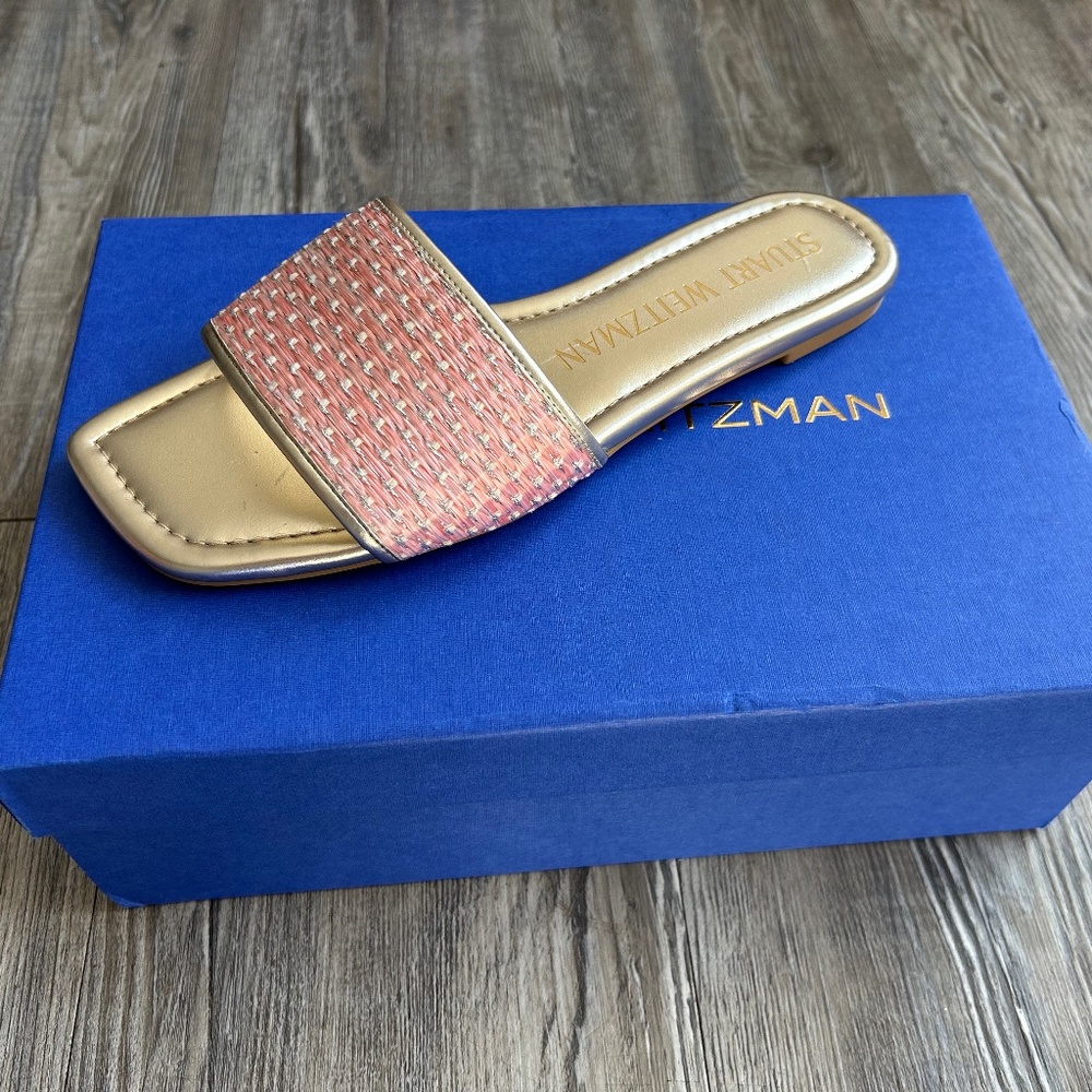New Stuart Weitzman Women’s Sandal India Pink Summer, US 7, Leather Slides